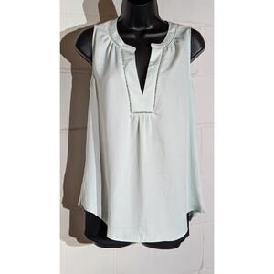 Ann Taylor LOFT Sleeveless Top Pale Green V Neck Casual Blouse Xsmall